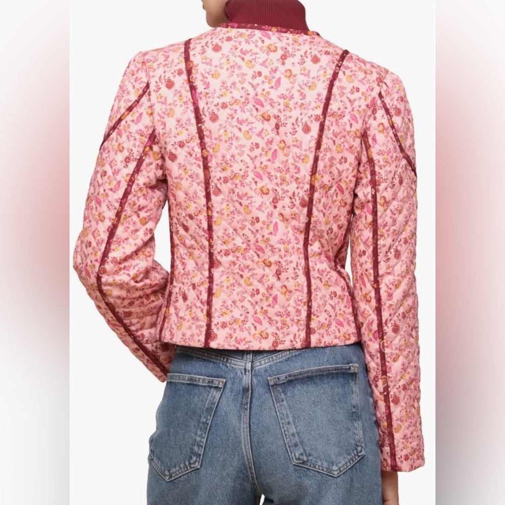 Avec Les Filles Pink Floral Quilted Jacket - Picture 4 of 5